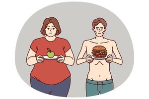 Improper diet led to anorexia or obesity due to metabolic problems or not meeting norm of calories vector