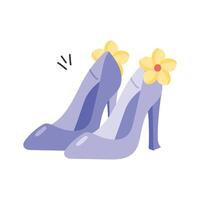 Modern hand drawn icon of high heel, ready to use vector