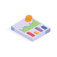 An isometric icon of financial report in modern style vector