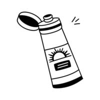 Protective lotion applied to shield skin from harmful sun rays vector