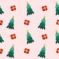 Christmas tree pattern with presents and trees vector