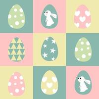 Easter egg pattern with bunny and hearts vector