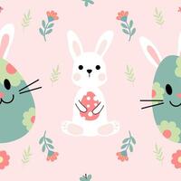 Easter bunny and egg pattern vector