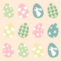 Easter egg pattern with bunny and hearts vector