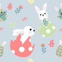 Easter bunny and eggs seamless pattern vector