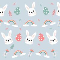 Easter bunny and rainbow pattern vector