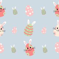 Easter bunny pattern with eggs and polka dots vector