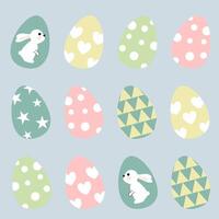Easter egg pattern with bunny and stars vector
