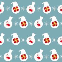 A pattern with snowmen and presents on a blue background vector