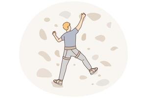 Man climbs on a climbing wall in a climbing gym isolated vector