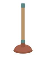 Plunger for removing blockages, cleaning toilets and bathrooms. Isolated illustration in clip art style vector