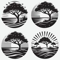 Beach tree silhouettes for summer vibes in t-shirts and posters vector