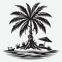 Beach palm tree silhouette perfect for summer party posters and flyers vector
