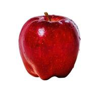 A red apple is shown on a white background photo