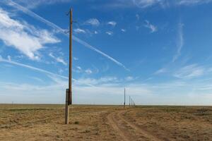 Overhead electricity power lines photo