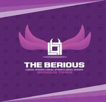 The Berious Logo Design- Modern Purple Winged Icon for Branding and Digital Marketing vector