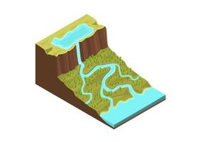 Isometric rivers from the mountain to sea vector