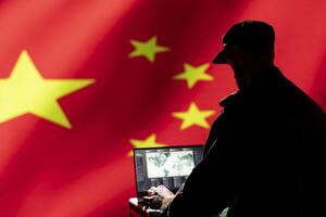 Chinese military intelligence officer collecting information to assist commanders fighting on front lines during war. Counterintelligence agent providing guidance and direction for troops photo