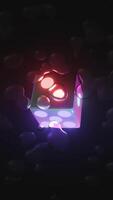 A Neon Colored Dice With a Glowing Red Dot on it video