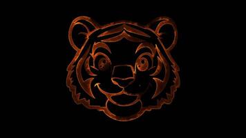 Neon frame effect, Tiger on black background video