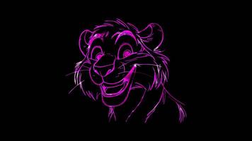 Neon frame effect, Tiger on black background video