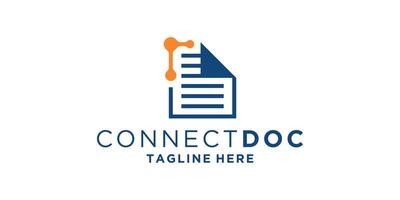 logo design connection and document, molecule, internet, file, folder, paper, technology, logo design , icon, , symbol, idea, creative. vector