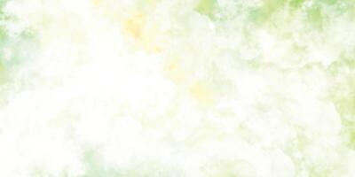a green and yellow watercolor background with clouds vector