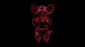 Neon frame effect, Zebra on black background video