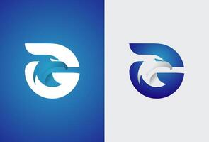 Eagle logo, letter G with negative space Eagle head inside, isolated on background in two color style, illustration vector