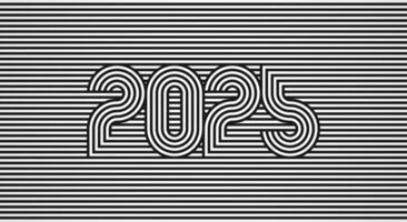New Year 2025 Logo design, number 2025 in Line style that blends into the line background, new year design logo template element, illustration vector