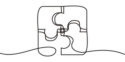 continuous line drawing of puzzle symbols. abstract line art illustration vector