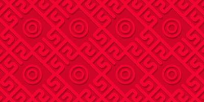 Red texture background with Chinese ornaments. banner template design, poster, social media, New Year greeting card. vector
