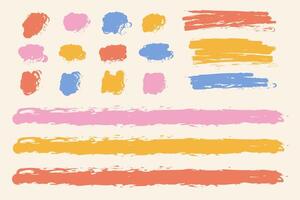 Collection of ink strokes artistic design elements. Hand drawn place for text. vector
