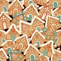 Merry Christmas seamless pattern with gingerbreads vector