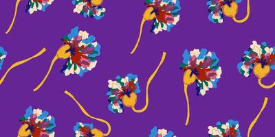 a pattern of flowers on a purple background vector