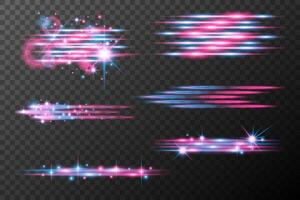 set of glowing light effects on background vector