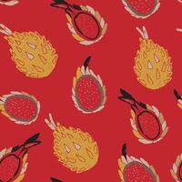 a pattern with fruit on a red background vector