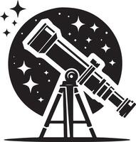 Astronomer looking through a telescope. vector