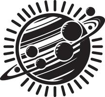 Solar system with planetary orbits. vector