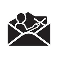 Silhouette of open message envelope vector