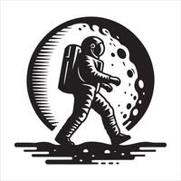 Astronaut walking on the moon vector