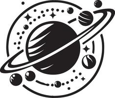 Solar system with planet silhouette. vector