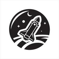 Rocket launch silhouette. vector