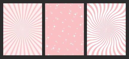 pink abstract background with light of sunburst. candy color starburst with halftone. sun ray retro background with flash vector