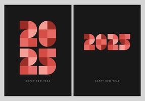 Annual Report template for 2025 features a layout with elegant typography, a logo, geometric shapes, and a flat design background. Celebrate New Year 2025 with a stylish poster in clean shade of pink vector