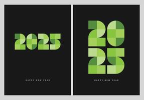 Annual Report template for 2025 features a layout with elegant typography, a logo, geometric shapes, and a flat design background. Celebrate New Year 2025 with a stylish poster in clean shade of green vector
