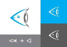 The concept logo for a company with fish and Eye vector