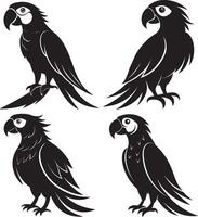 Elegant Black Silhouette Design of a Parrot Bird for Creative Projects vector