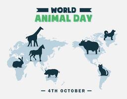 World animal day with animals and a map vector