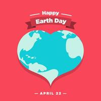 Earth day concept with heart shape and ribbon illustration vector